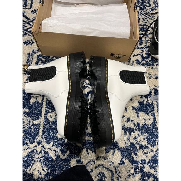 NEW 2976 SMOOTH LEATHER PLATFORM CHELSEA BOOTS WHITE - Picture 6 of 13